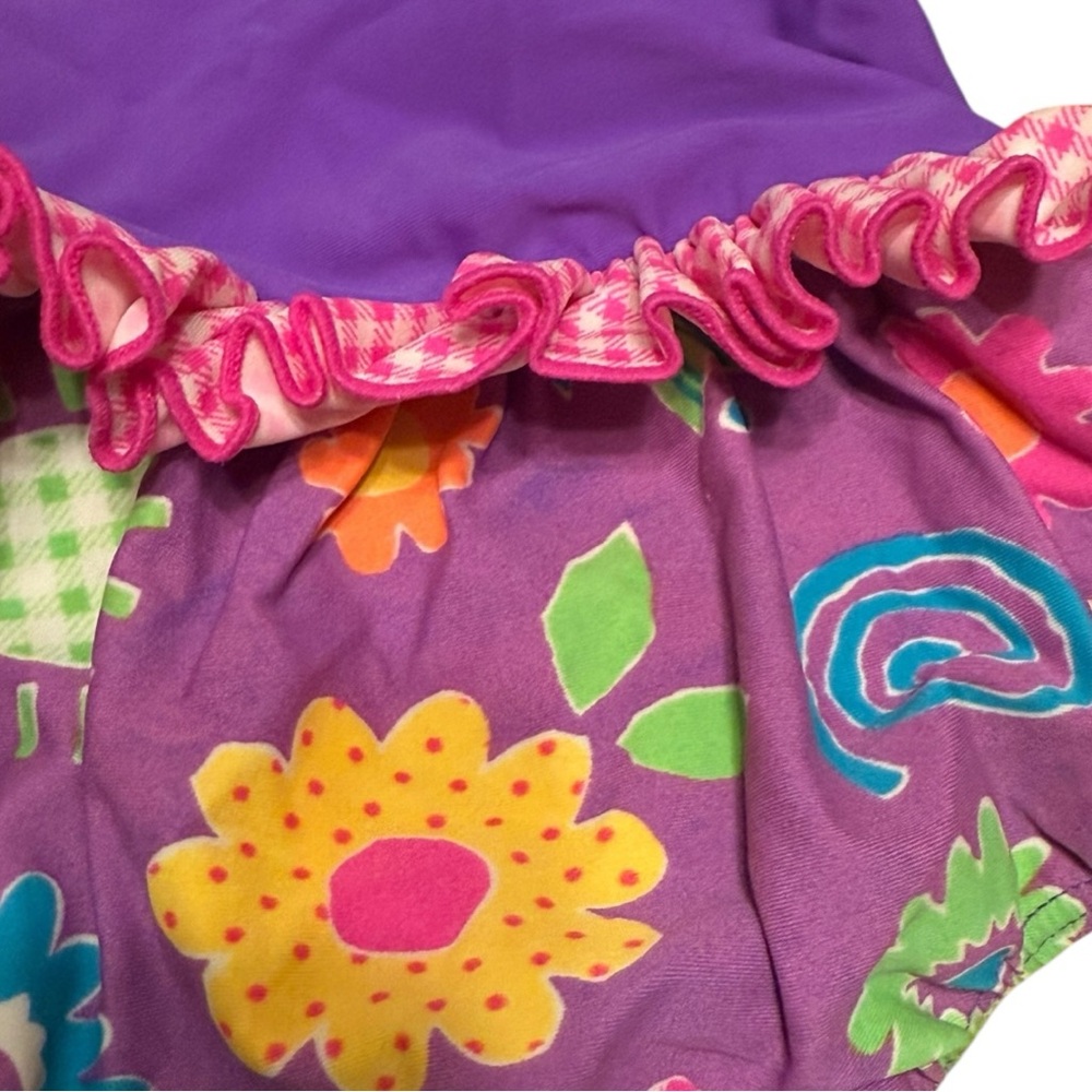 Vintage Gymboree Rainbow Tag Baby Girl Purple Floral Ruffle Swimsuit 3–6M - Picture 4 of 7